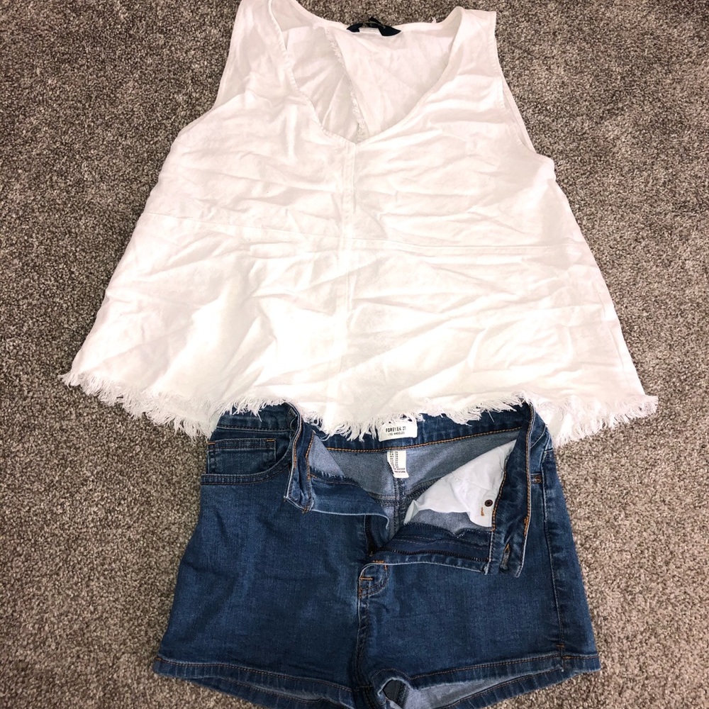 Tank top and jean shorts